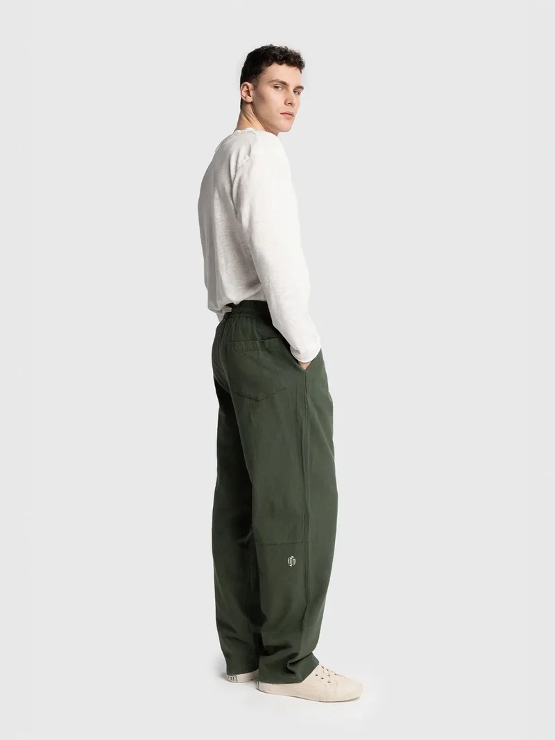 Giesto Khaki Green GIESTO Straight Leg Pants with Drawstring Waist for Men | Best Price UAE